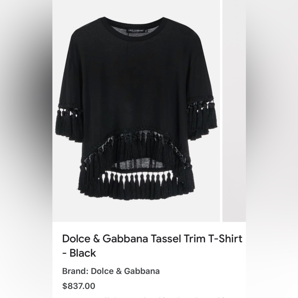 NWT 🖤DOLCE & GABBANA 🖤 Fringe Tshirt